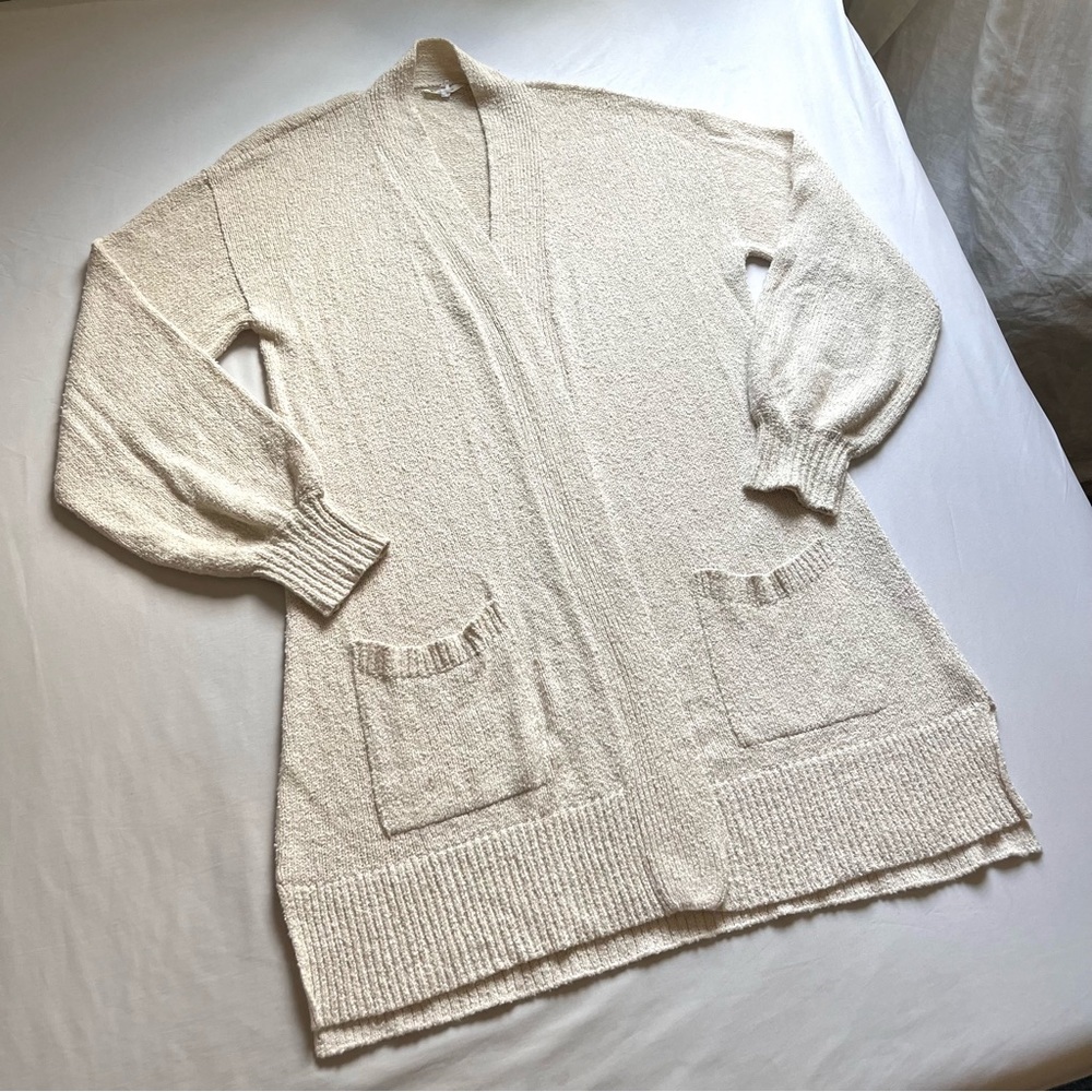 SKIN WORLDWIDE ivory cream organic pima cotton blend chunky long cardigan